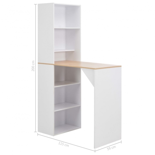 Bartisch mit Schrank Weiß 115x59x200 cm