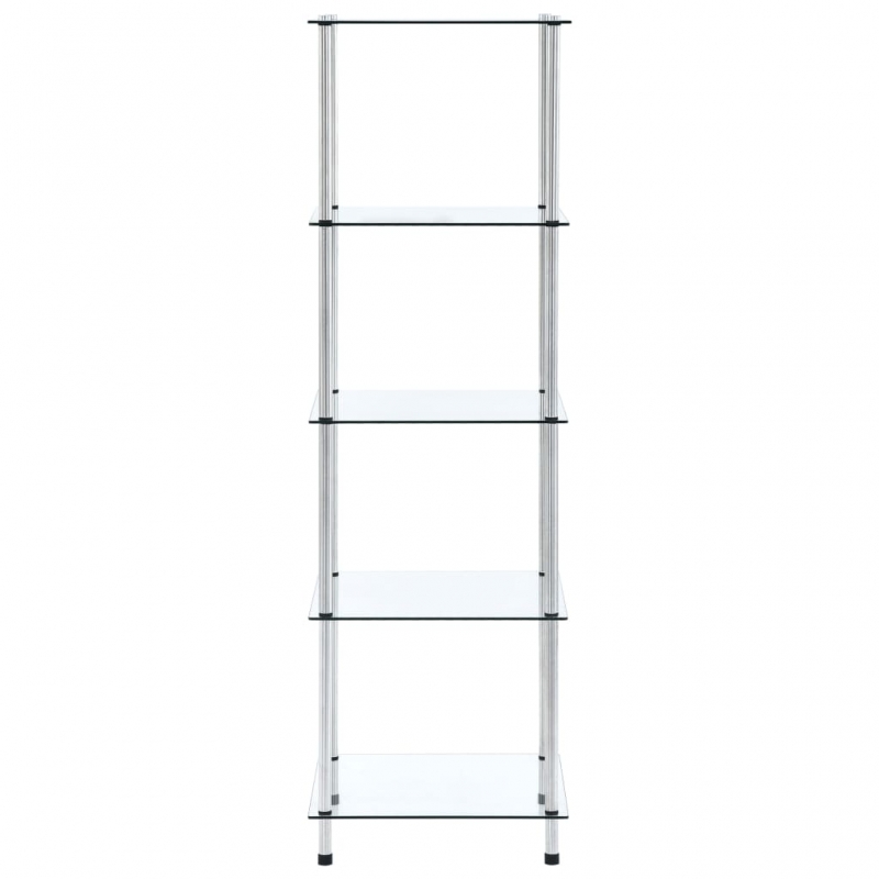 Regal mit 5 Ablagen Transparent 40x40x130 cm Hartglas