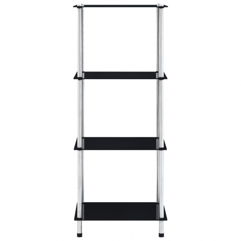 Regal mit 4 Ablagen Schwarz 40x40x100 cm Hartglas