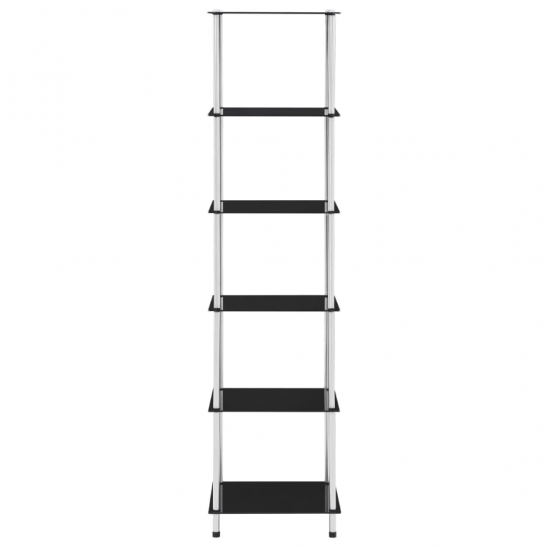 Regal mit 6 Ablagen Schwarz 40x40x160 cm Hartglas