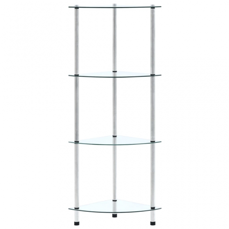 Regal mit 4 Ablagen Transparent 30x30x100 cm Hartglas