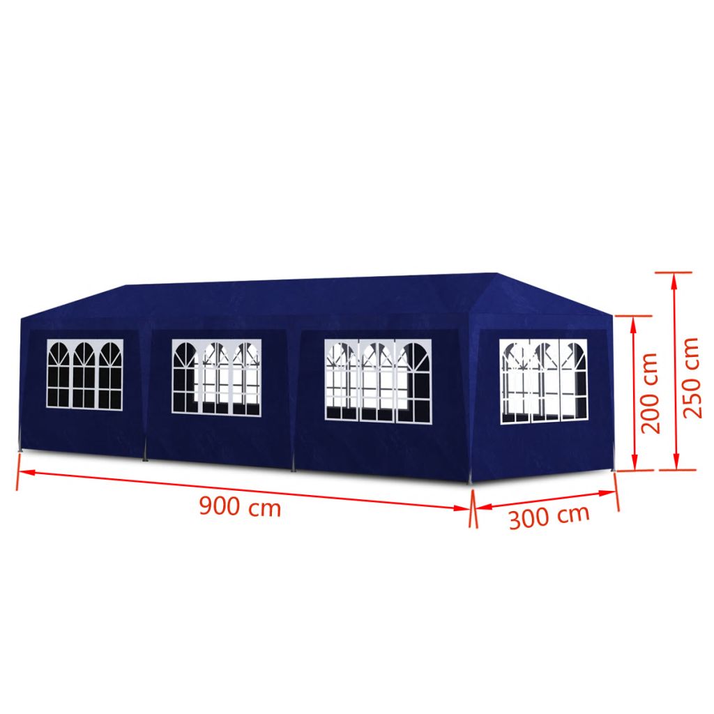 Partyzelt 3x9 m Blau