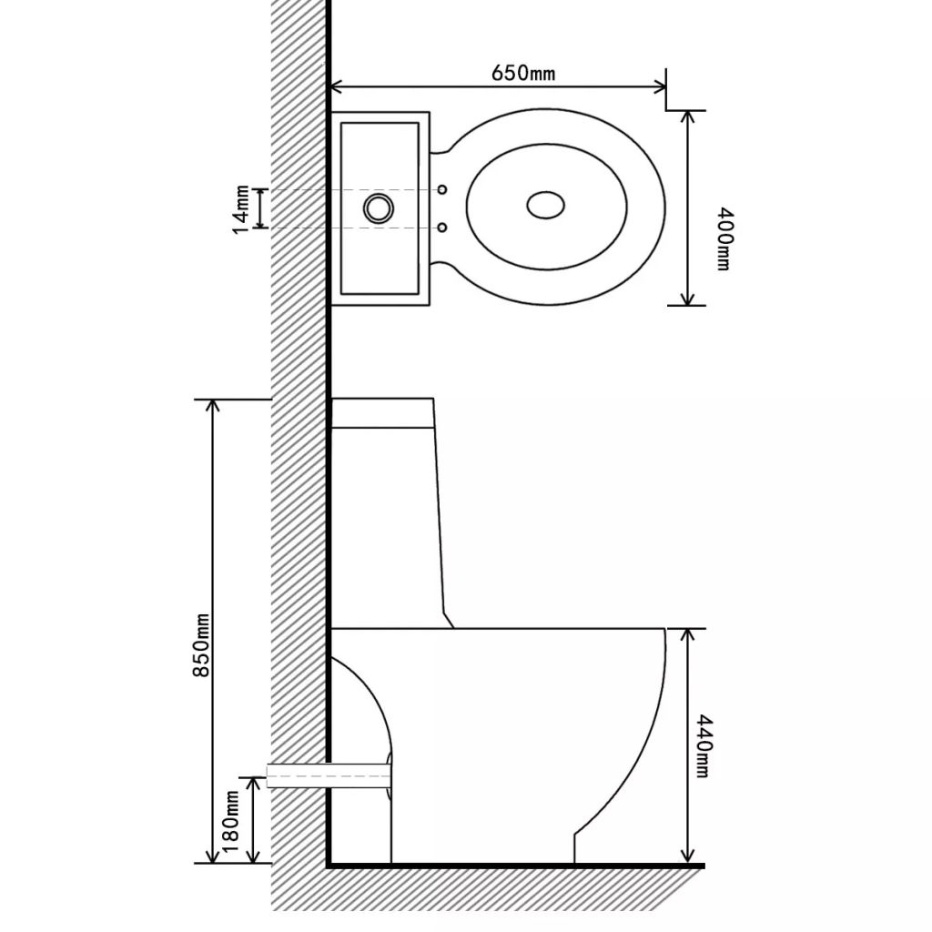 Keramik-Toilette Abgang Horizontal Weiß