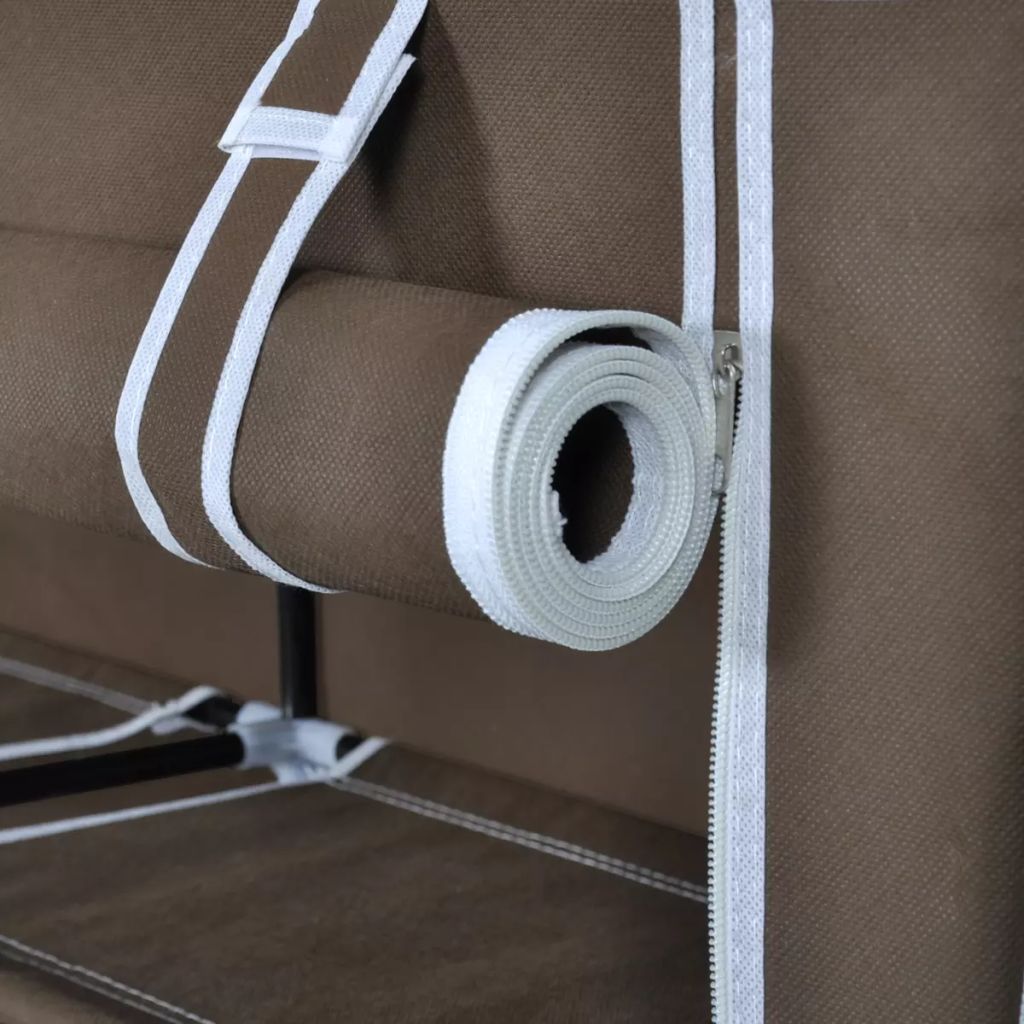 Stoff Schuhschrank mit Abdeckung 115 x 28 x 110 cm Braun