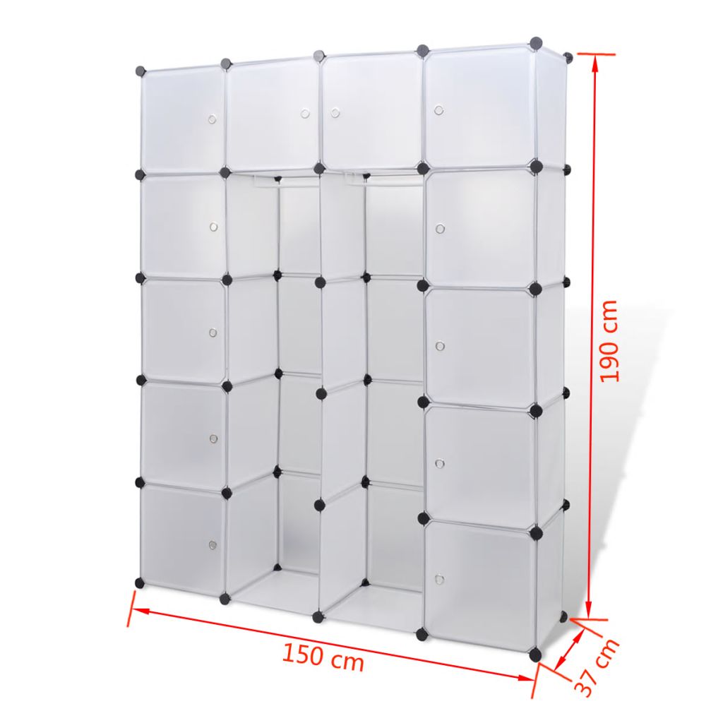 Modularer Schrank mit 14 Fächern Weiß 37x146x180,5 cm
