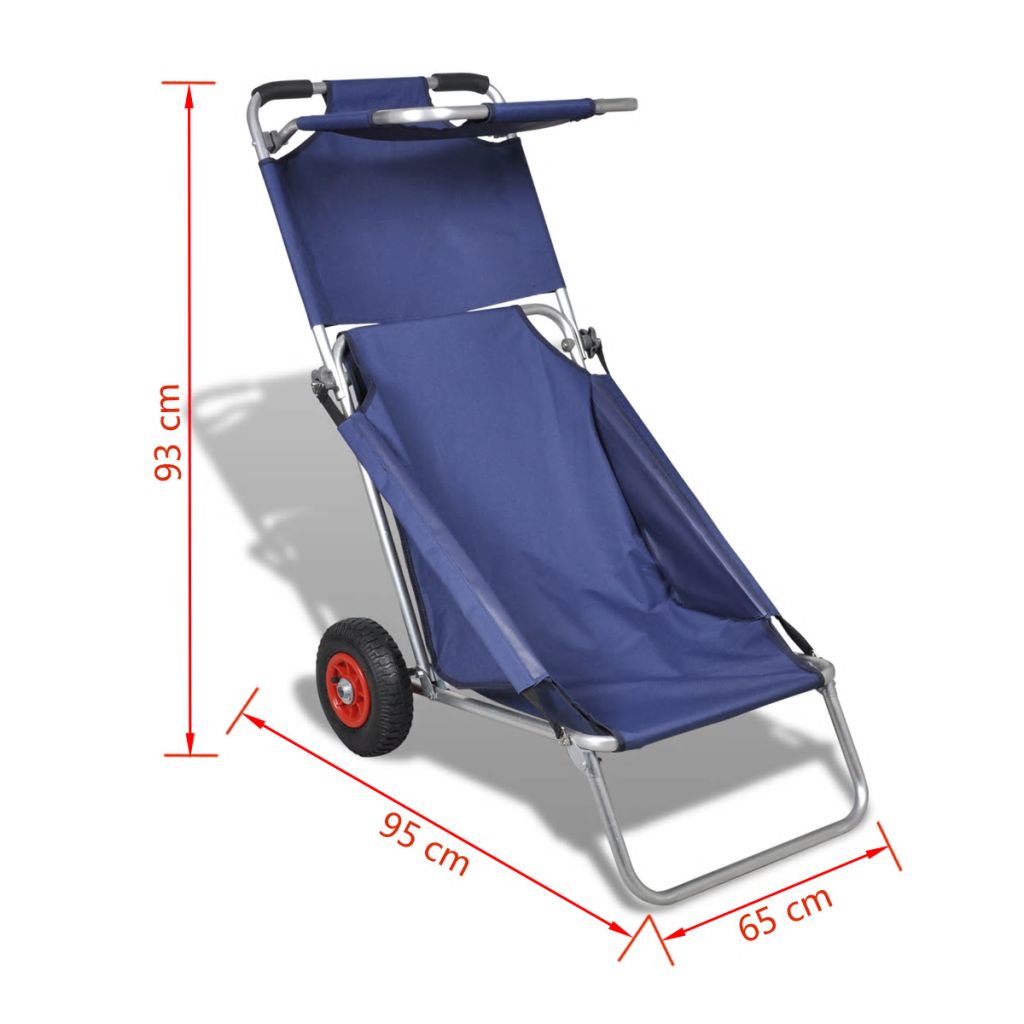 Strandwagen mit Rädern Tragbar Klappbar Blau