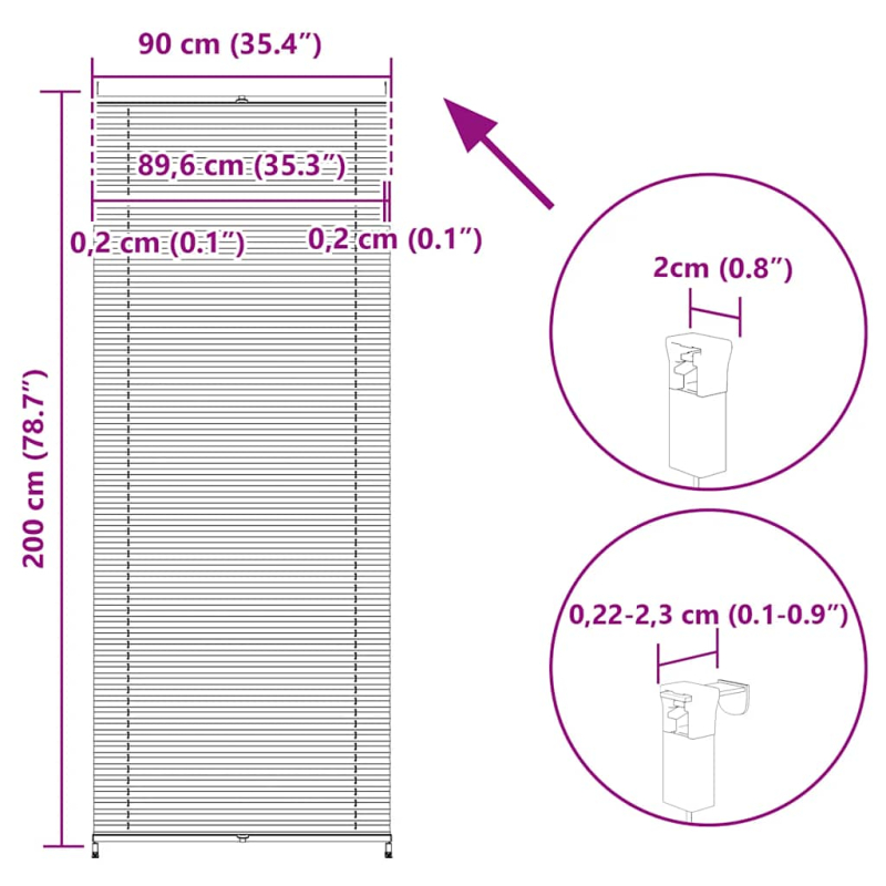 Verdunklungsplissee 90×200 cm Weiß