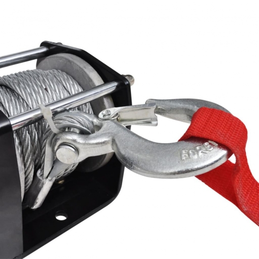 Elektrische Seilwinde + Montageplatte Rollenführung 1360 kg 12V