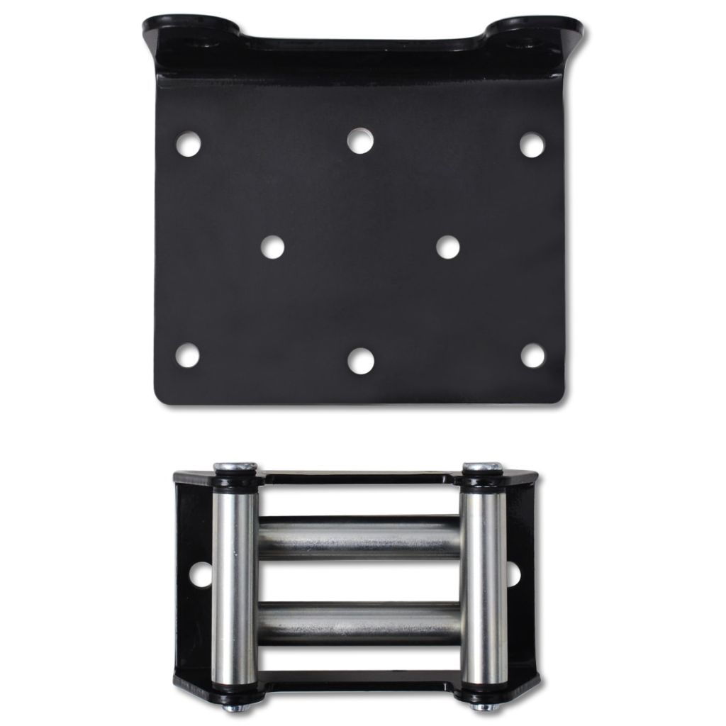 Elektrische Seilwinde + Montageplatte Rollenführung 1360 kg 12V