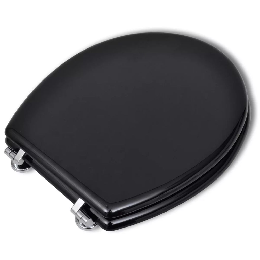 Toilettensitz MDF Deckel Schlichtes Design Schwarz