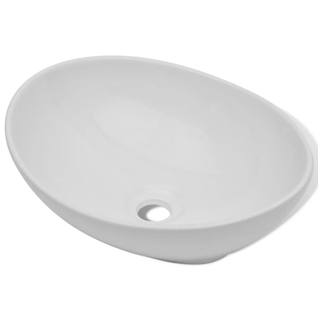 Luxus Keramik Waschbecken Oval Weiß 40 x 33 cm