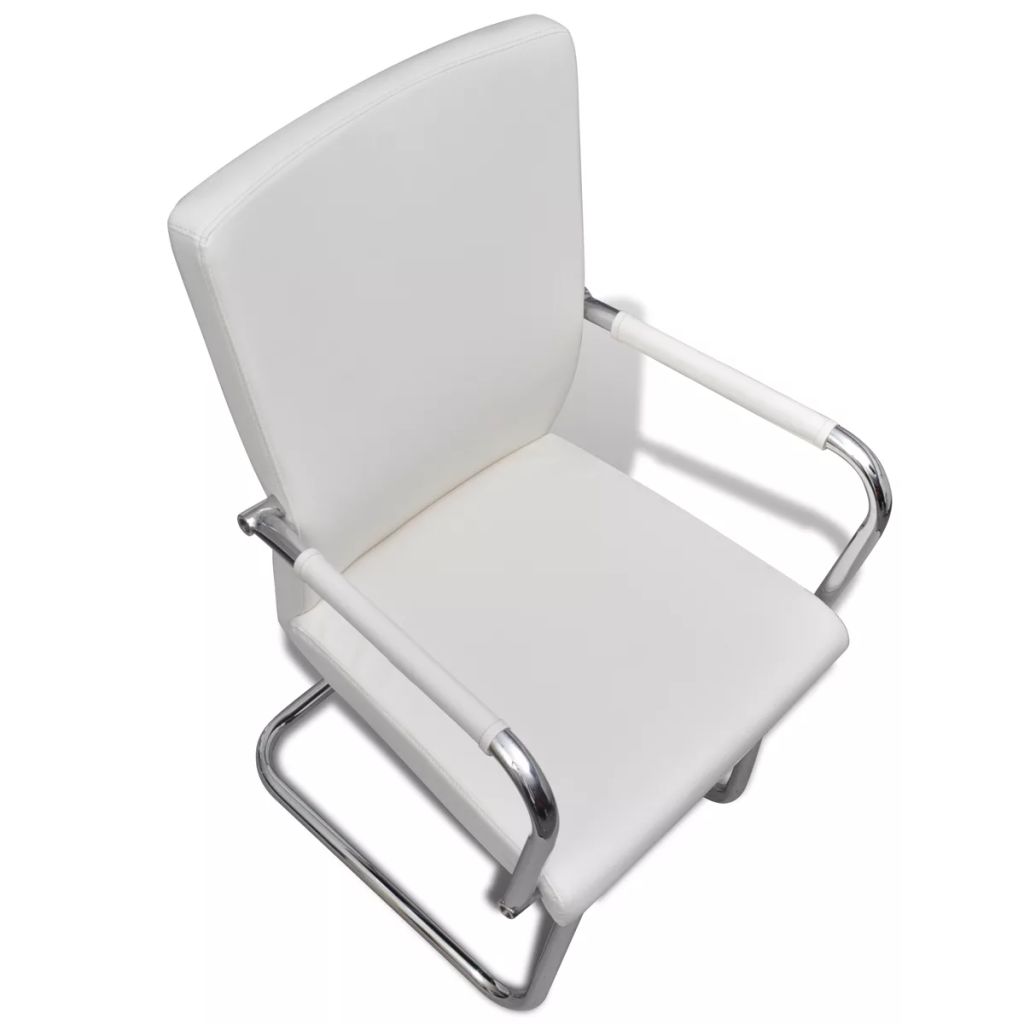 Freischwinger 2 Stk. Weiß Kunstleder