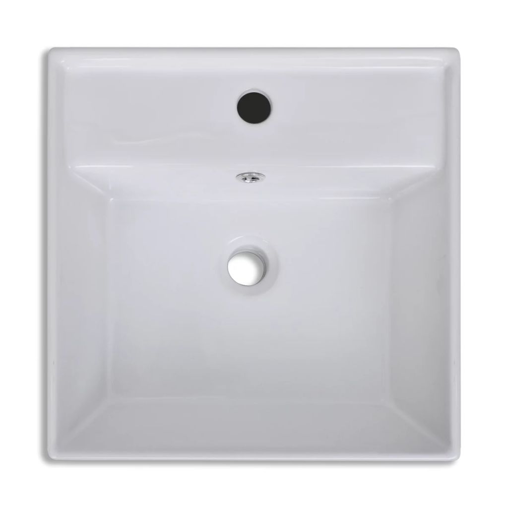 Waschbecken Keramikspülen Überlauf Hahnloch 41 x 41 cm