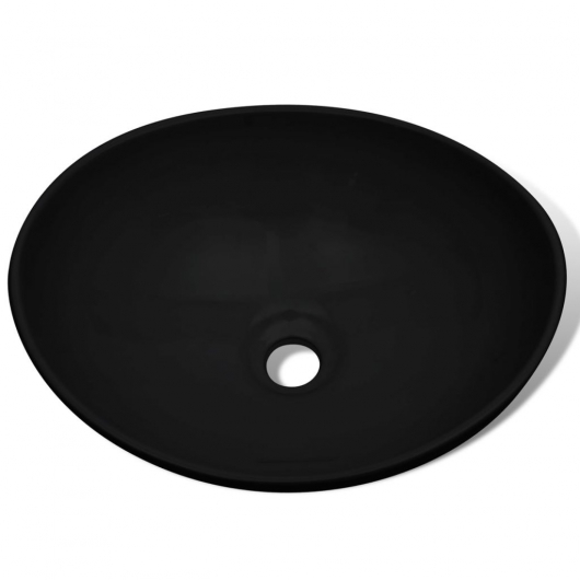 Keramik Waschtisch Waschbecken Oval schwarz 40 x 33 cm
