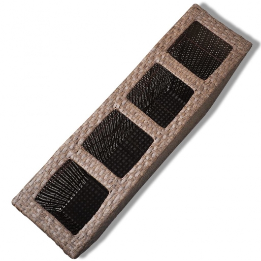 Garten-Hochbeet mit 4 Töpfen Poly Rattan Braun