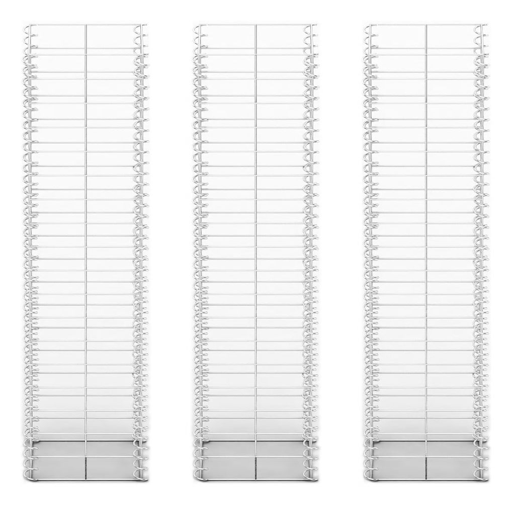 Gabionen-Set 3-tlg. Verzinkter Draht 25×25×100 cm