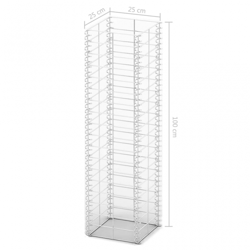 Gabionen-Set 3-tlg. Verzinkter Draht 25×25×100 cm