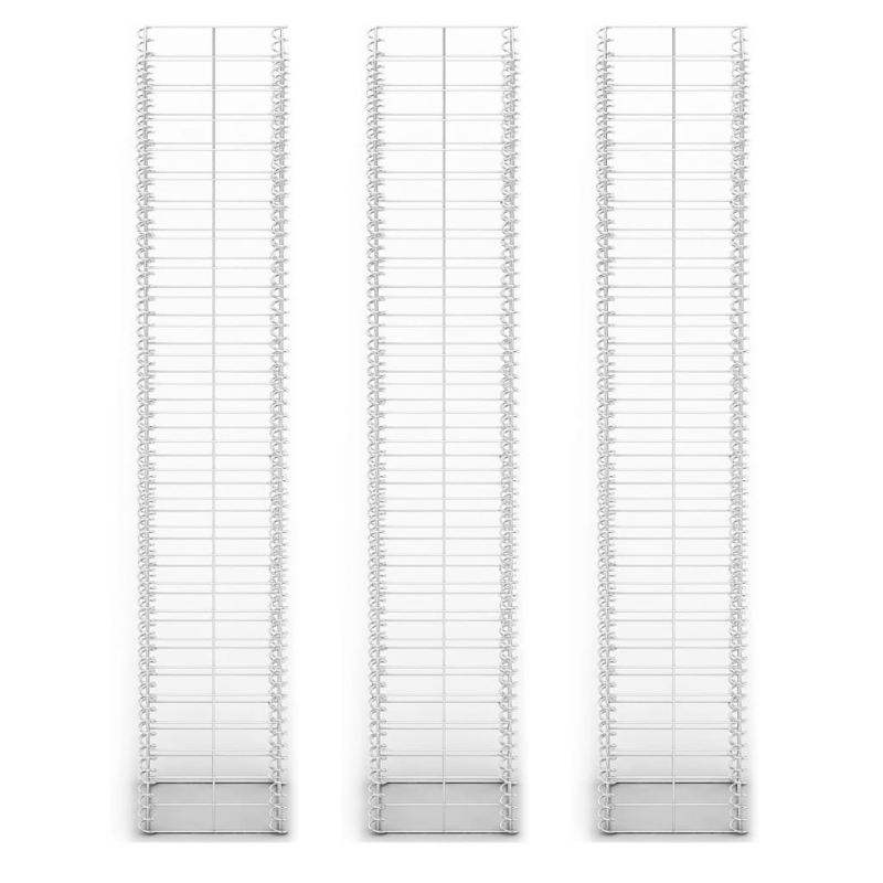 Gabionen-Set 3-tlg. Verzinkter Draht 25×25×150 cm