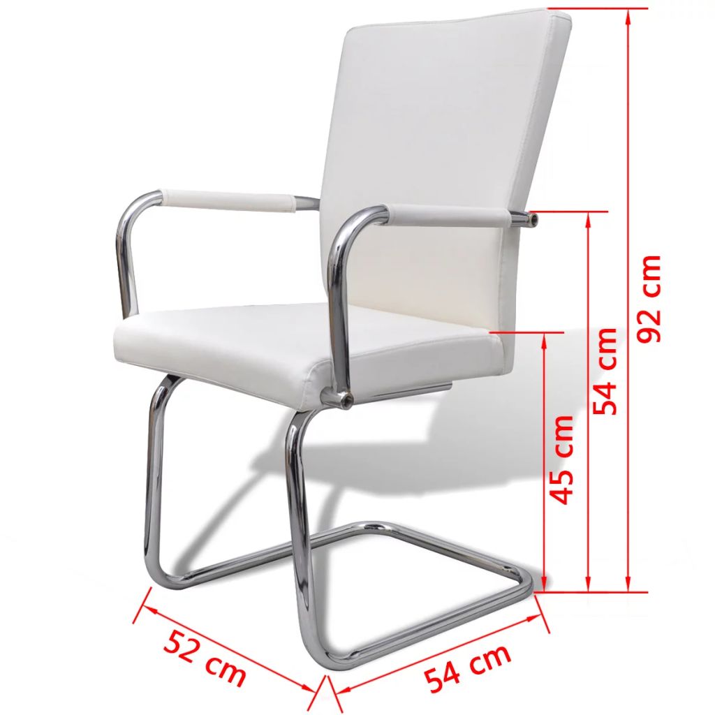 Freischwinger 6 Stk. Weiß Kunstleder