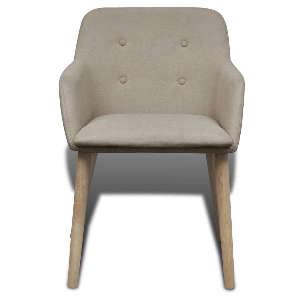 Esszimmerstühle 2 Stk. Beige Stoff und Massivholz Eiche