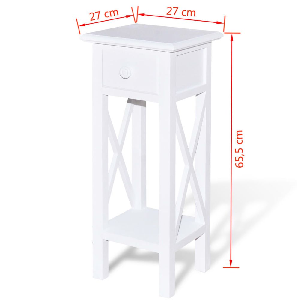 Beistelltisch mit Schublade Weiß