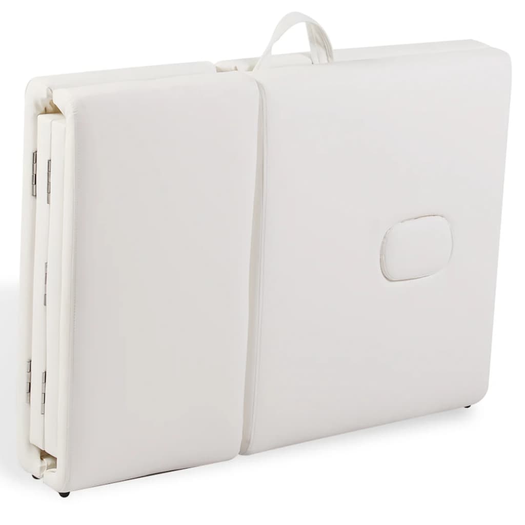 Massagetisch mit Aluminiumrahmen, faltbar 4 Zonen Creme-Weiß