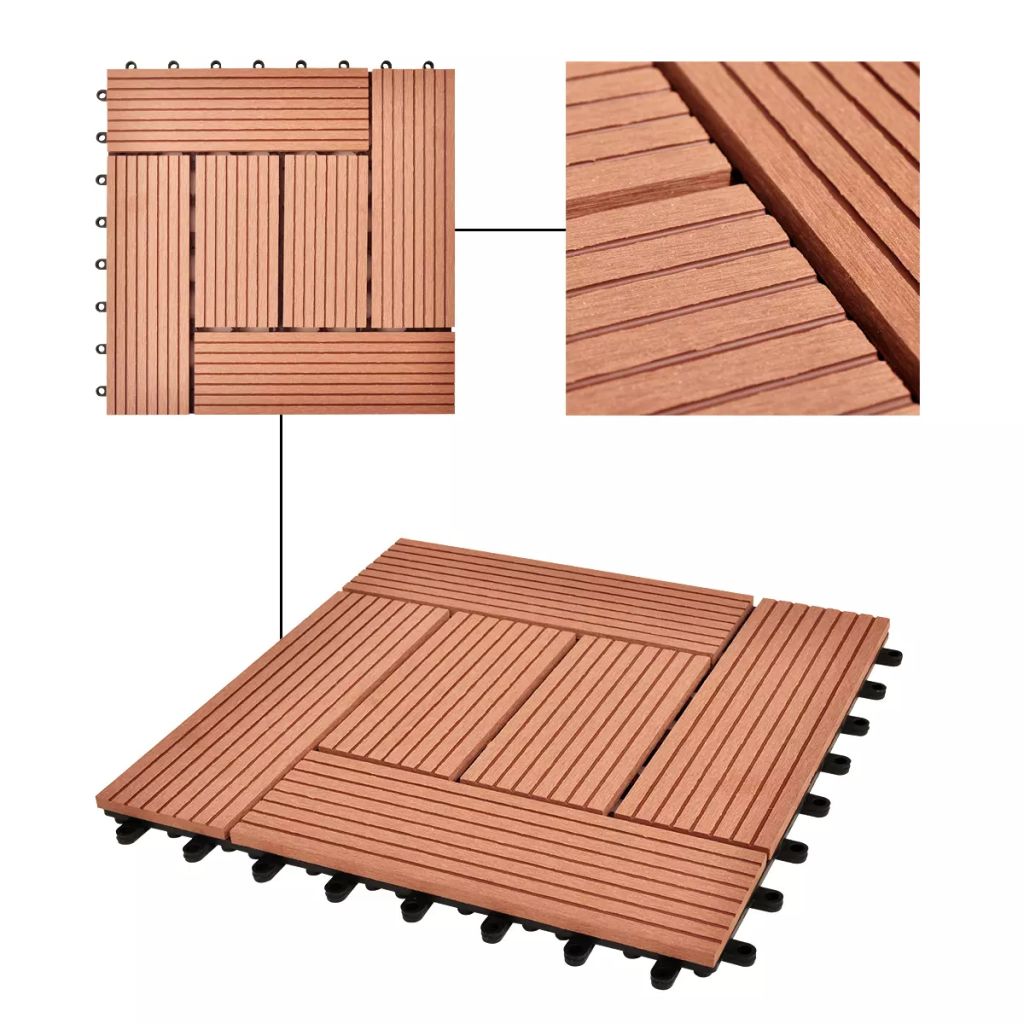Braune Terrassenfliesen 11 Stk. 30 x 30 cm WPC 1 qm