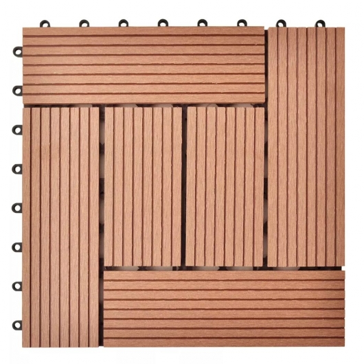 Braune Terrassenfliesen 11 Stk. 30 x 30 cm WPC 1 qm