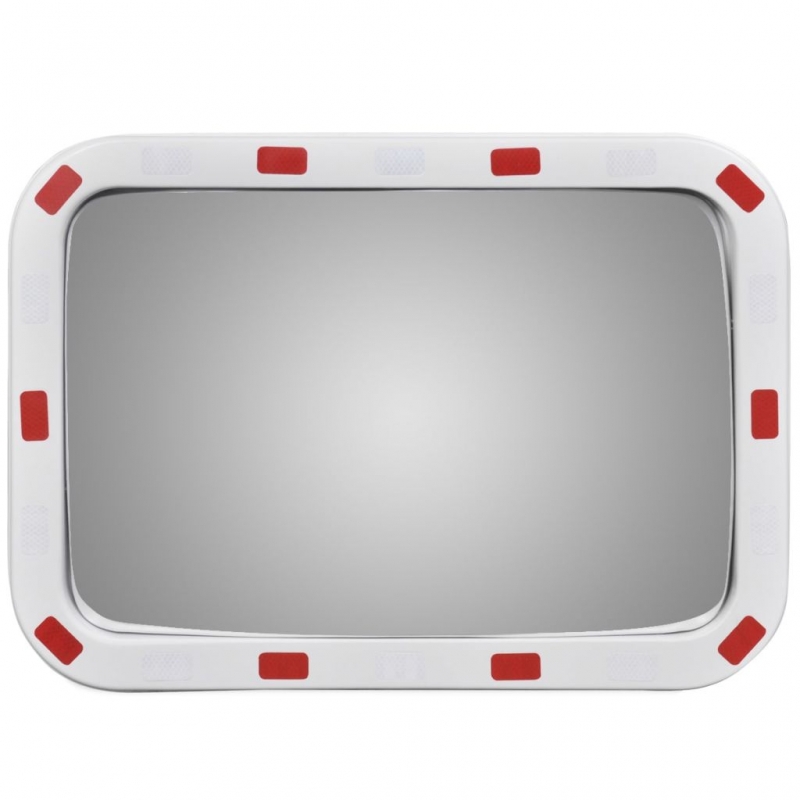 Verkehrsspiegel Konvex Viereckig 40×60 cm mit Reflektoren