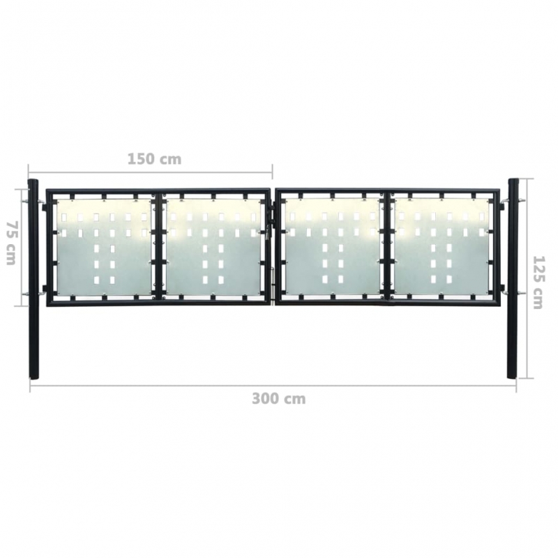 Zauntor (Einzeltor) Schwarz 300x125 cm