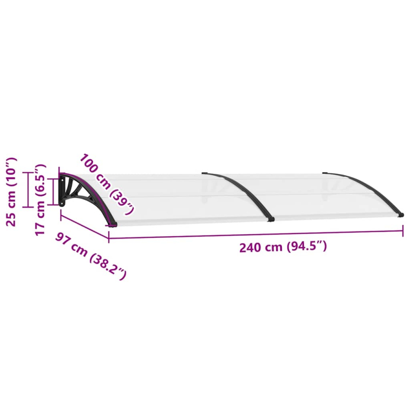 Türvordach 240×100 cm PC