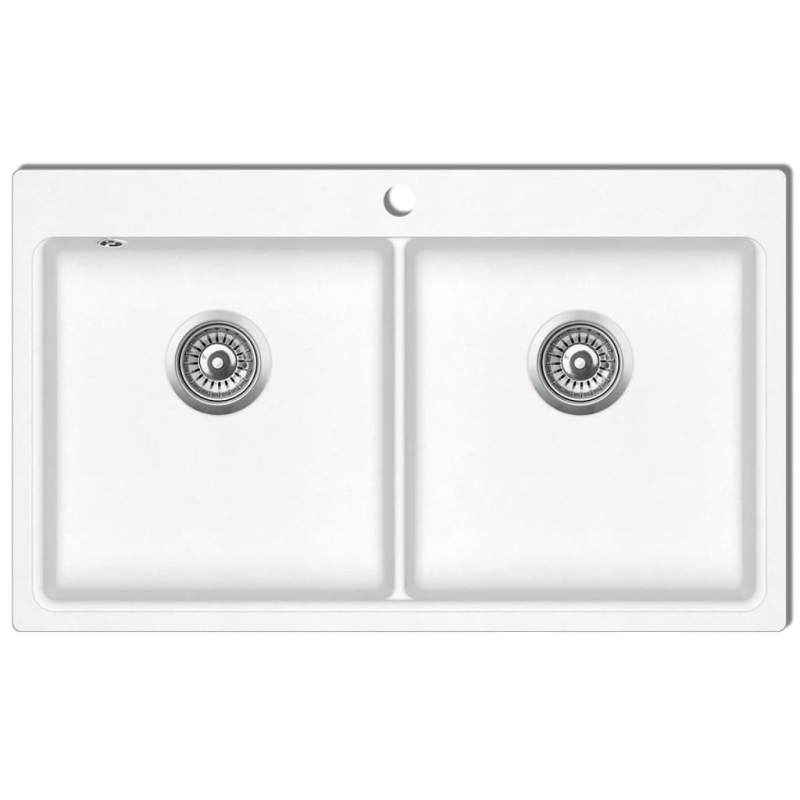 Granitspüle Doppelbecken Cremeweiß