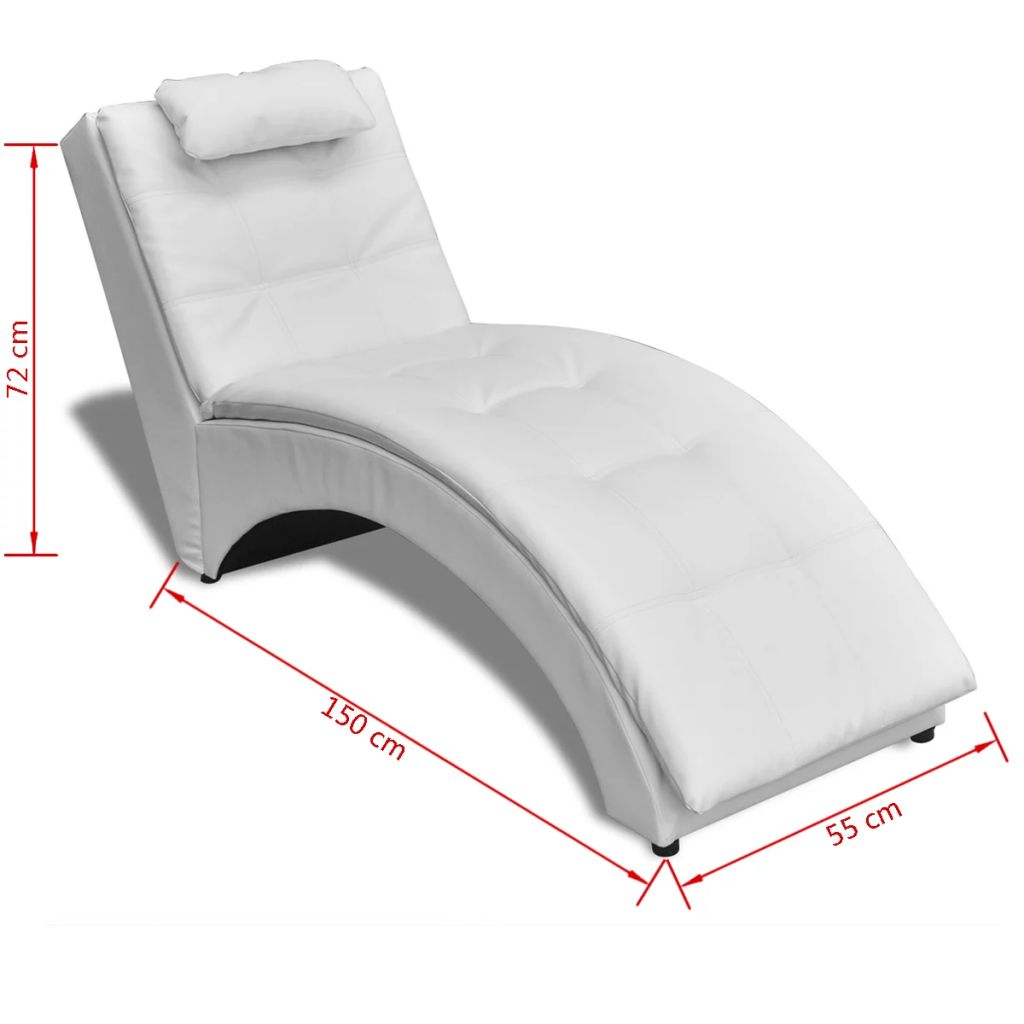 Chaiselongue mit Kissen Weiß Kunstleder
