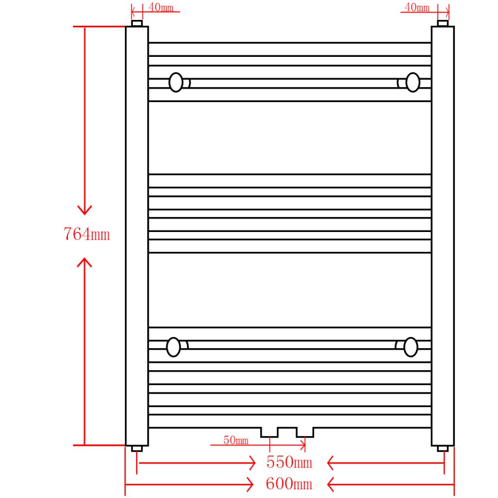 Handtuchheizkörper Warmwasser Gerade Schwarz 600x764 mm