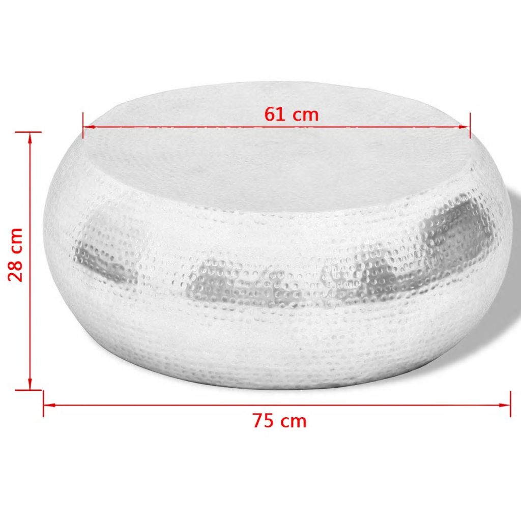 Couchtisch aus gehämmertem Aluminium Silbern