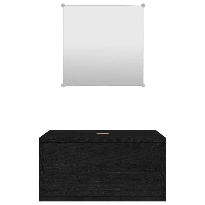 2-tlg. Badmöbel-Set Schwarz Holzwerkstoff