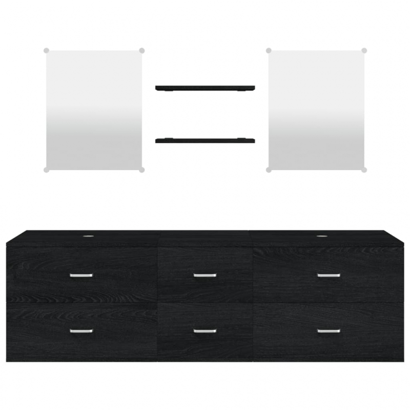 5-tlg. Badmöbel-Set Schwarz Holzwerkstoff