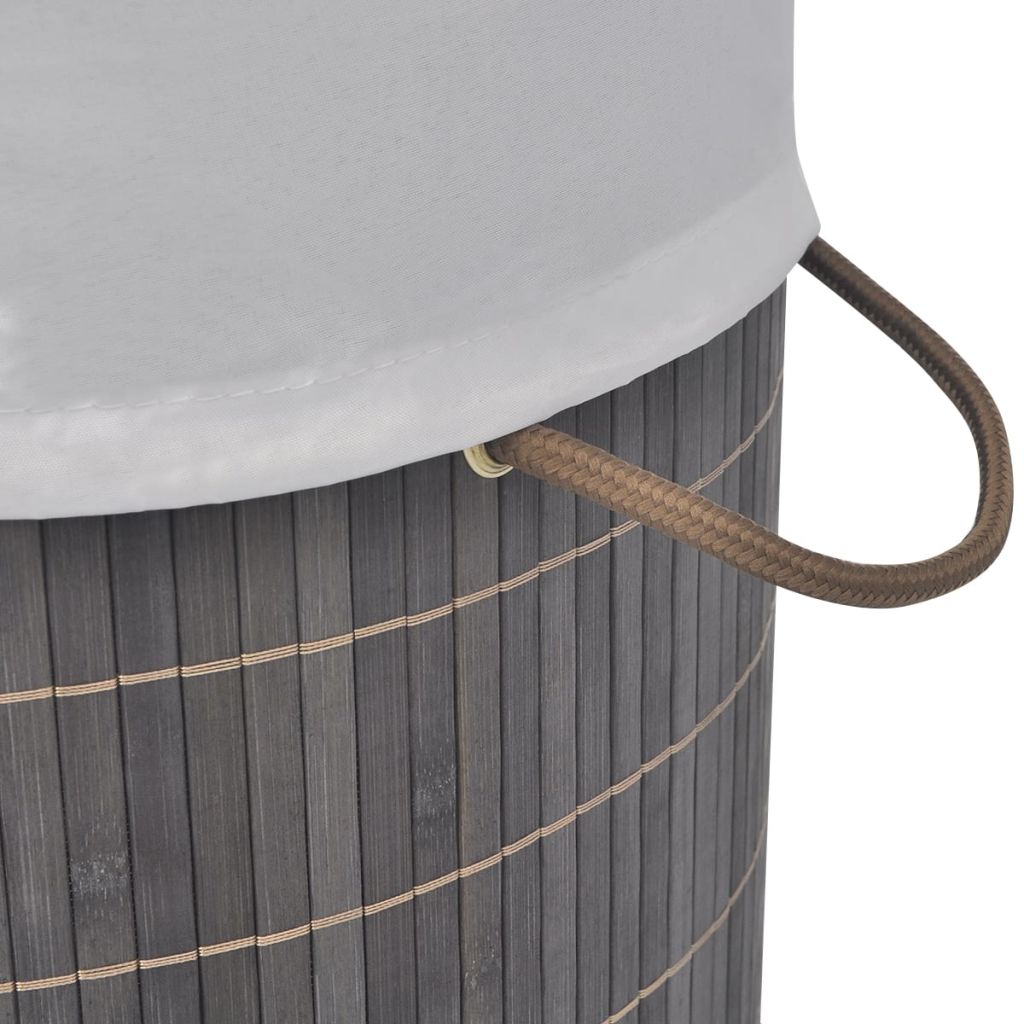 Wäschekorb aus Bambus Rund Dunkelbraun