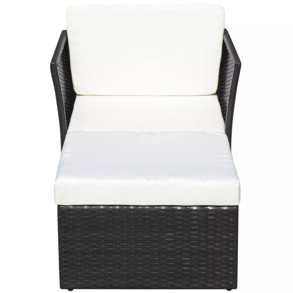 Gartensessel mit Fußhocker Poly Rattan Schwarz