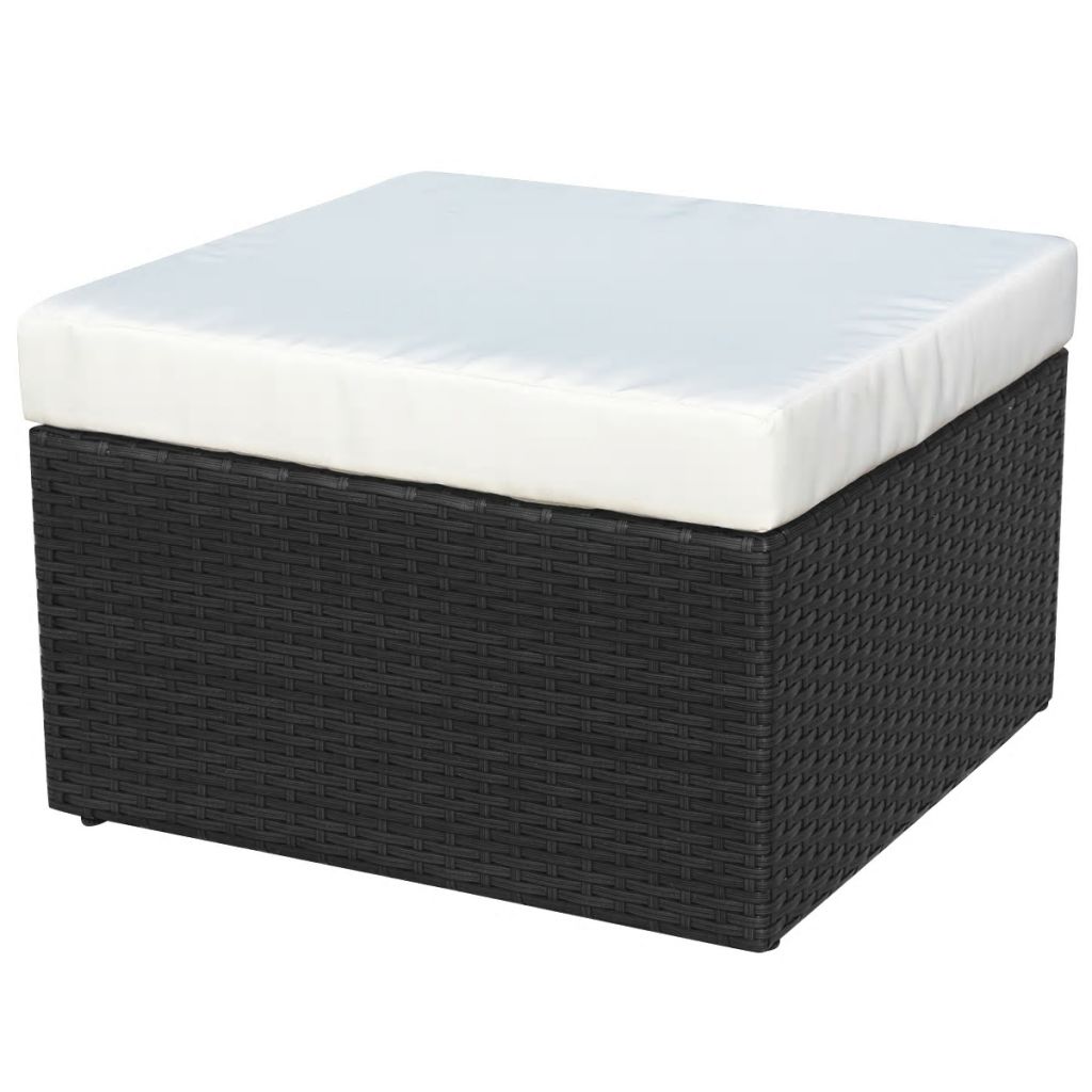 Gartensessel mit Fußhocker Poly Rattan Schwarz