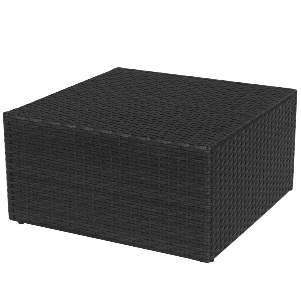 Gartensessel mit Fußhocker Poly Rattan Schwarz