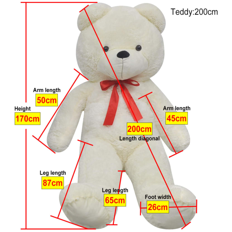Teddybär Kuscheltier Plüsch Weiß 170 cm