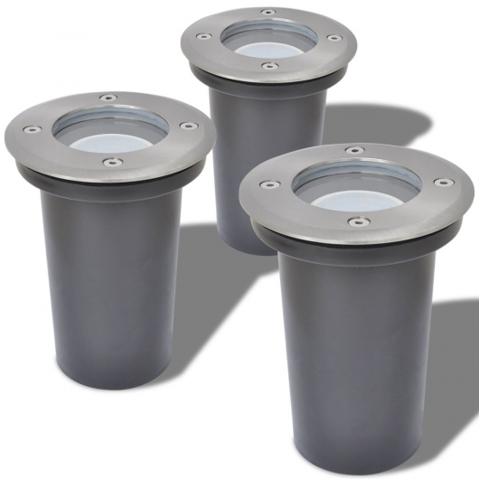 LED-Bodeneinbaustrahler 3 Stk. Outdoor Rund