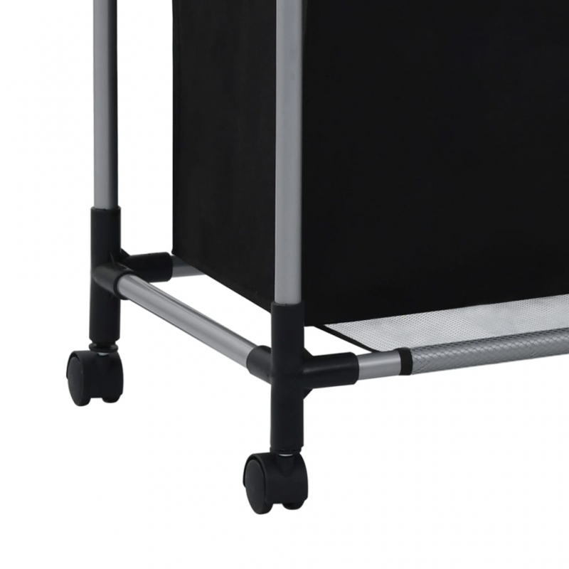 Wäschekorb mit 3 Taschen Schwarz Stahl