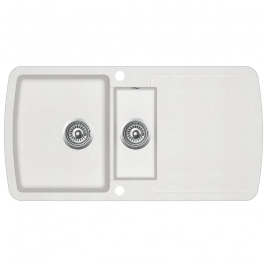 Granitspüle Doppelbecken Weiß