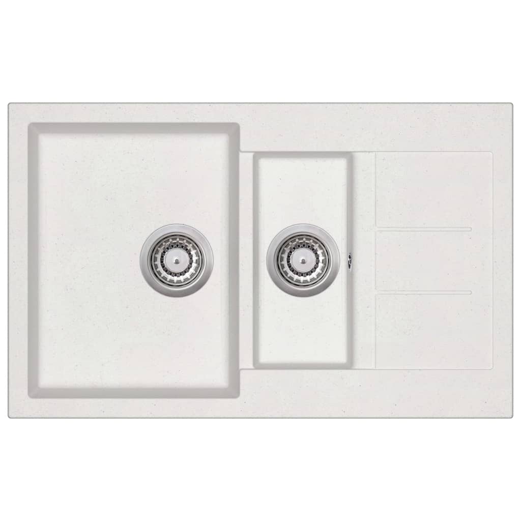 Granitspüle Doppelbecken Weiß