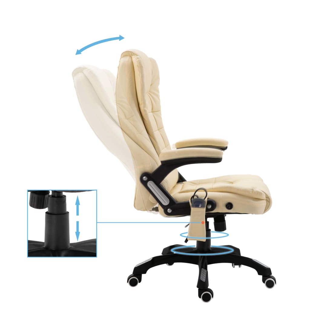 Massage-Bürostuhl Creme Kunstleder