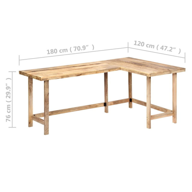 Schreibtisch 180 x 120 x 76 cm Massivholz Mango