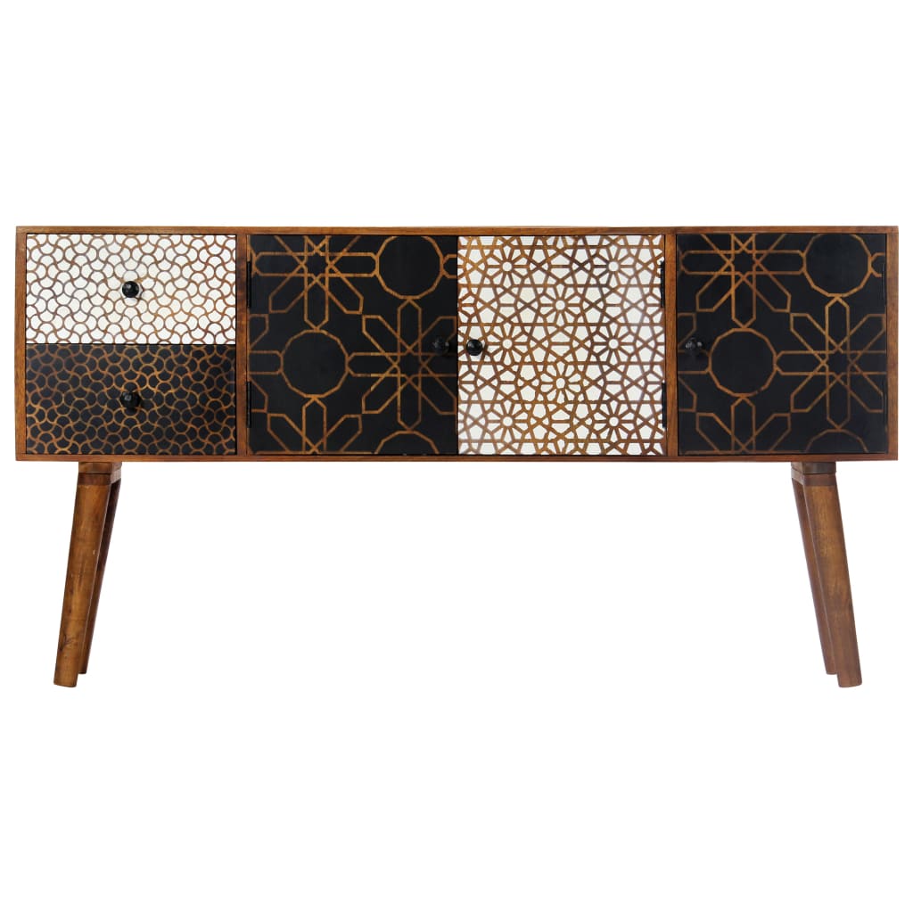 Sideboard mit Druckmustern 130x30x70 cm Massivholz Mango