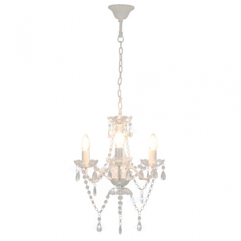 Kronleuchter mit Perlen Weiß Rund 3×E14